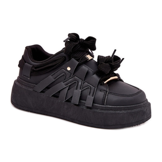 Tênis de couro ECO na plataforma preta preto