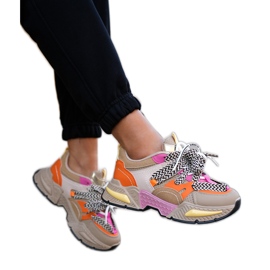 Tênis de sapatos esportivos femininos com cáqui duplo bege