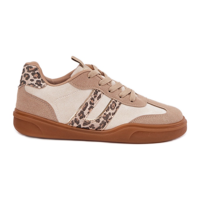 Tênis femininos com Eco Suede Leopard Beige bege