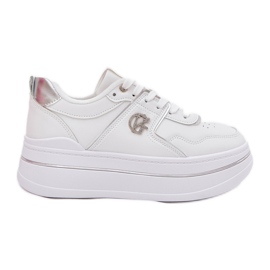 Sapatos esportivos femininos com plataforma brancos