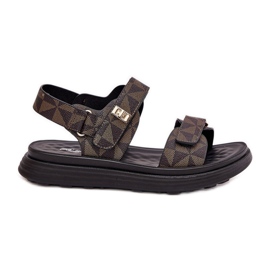 Sandálias materiais femininas na plataforma preta e marrom castanho Sandálias materiais femininas na plataforma preta e marrom castanho