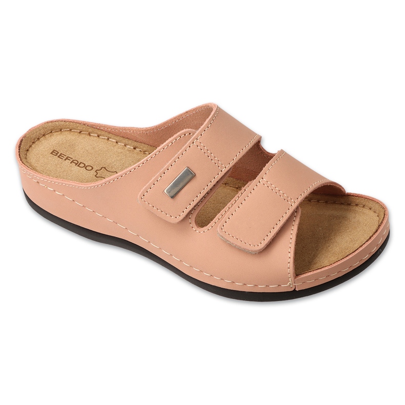 Flipers de couro feminino Befado 158d281 rosa