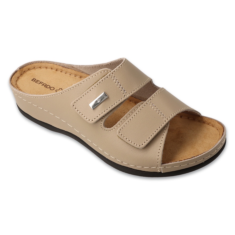 Flipers de couro feminino de Befado 158d282 bege