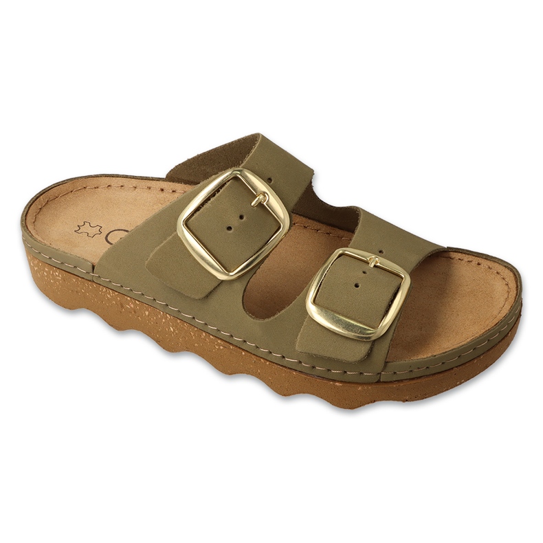 Flipers de couro feminino Befado 179d007 verde