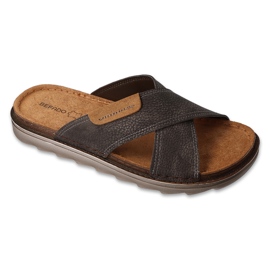Flipers de couro masculino Befado 158m027 Brown marrom