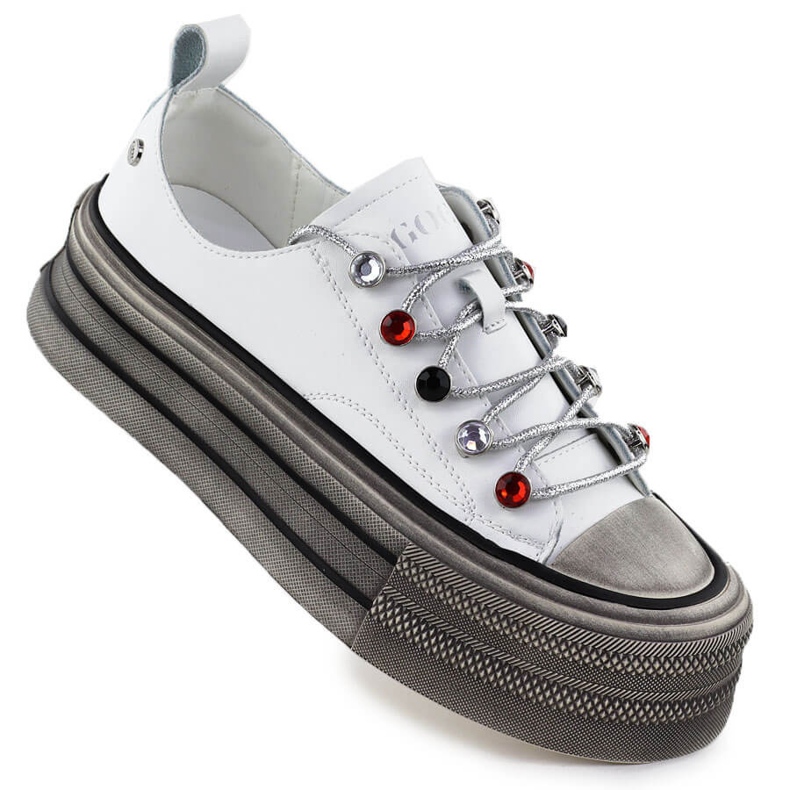 Tênis de couro na plataforma White Goe NN2N4054 branco