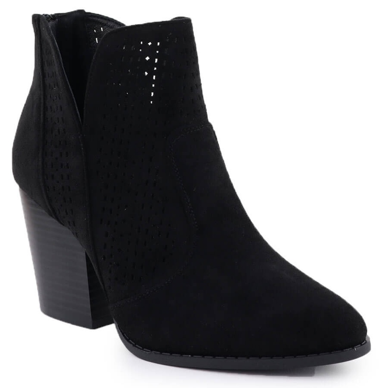 S.Barski Botas de camurça feminina no estande Black Openwork S. Barski Hy51-060 preto