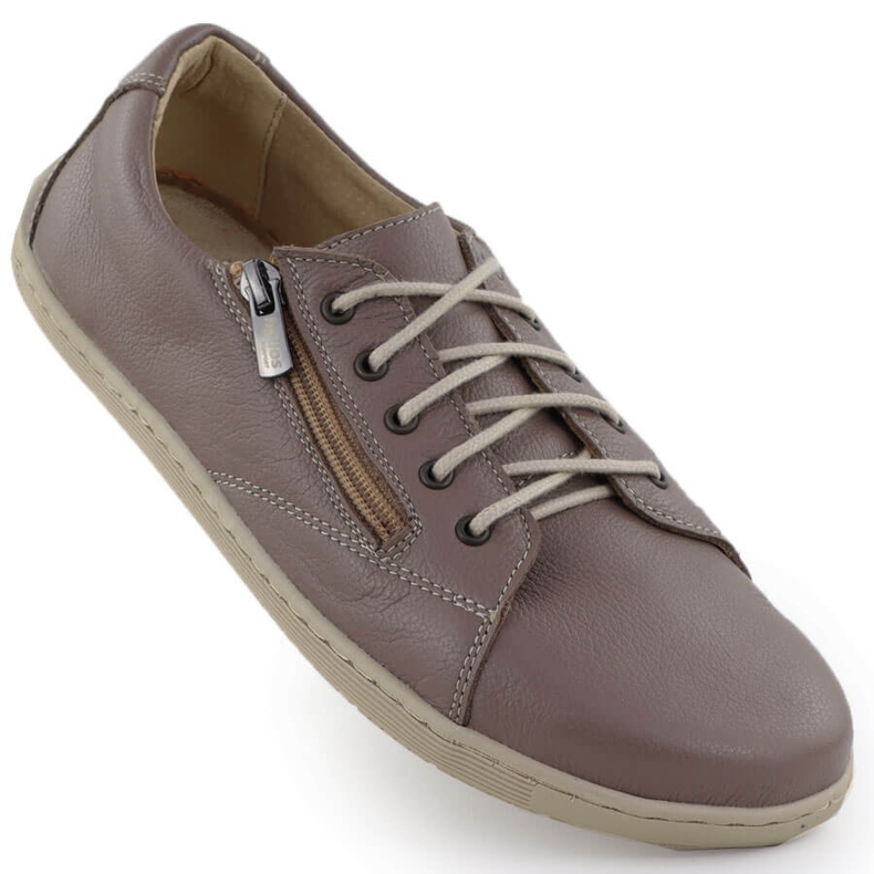Sapatos de couro feminino Barefoot Khaki Helios 436 verde