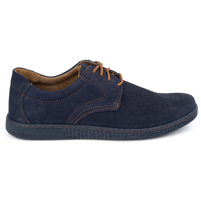 KOMODO Sapatos de couro masculino casual 933/l/2 azul marinho