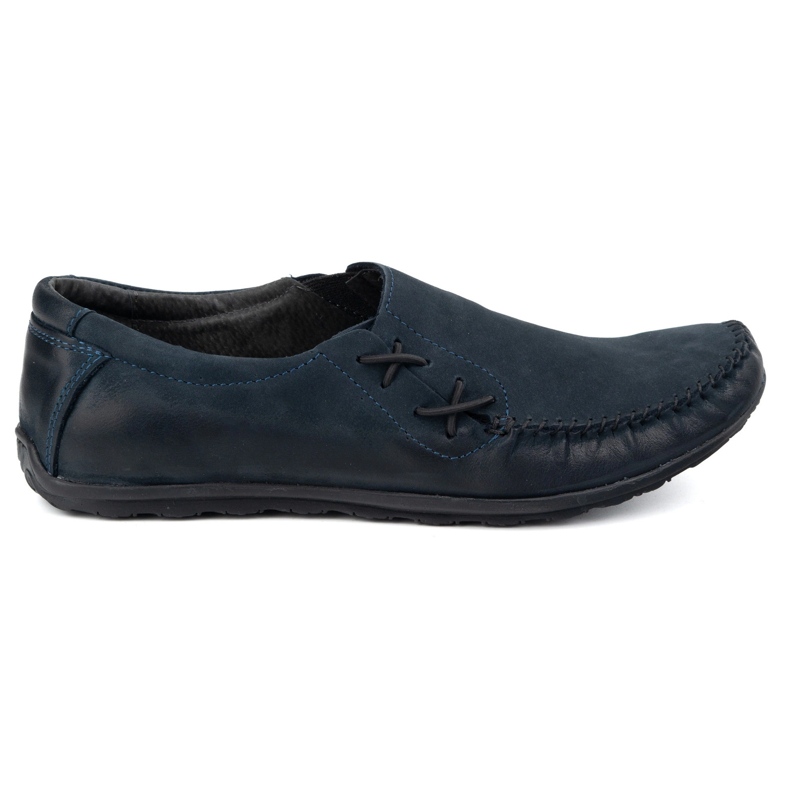 Olivier Sapatos masculinos Mocassins de couro inseridos 306kz azul marinho