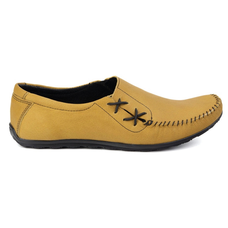 Olivier Sapatos masculinos Mocassins de couro inseridos 306kz Camel Yellow amarelo