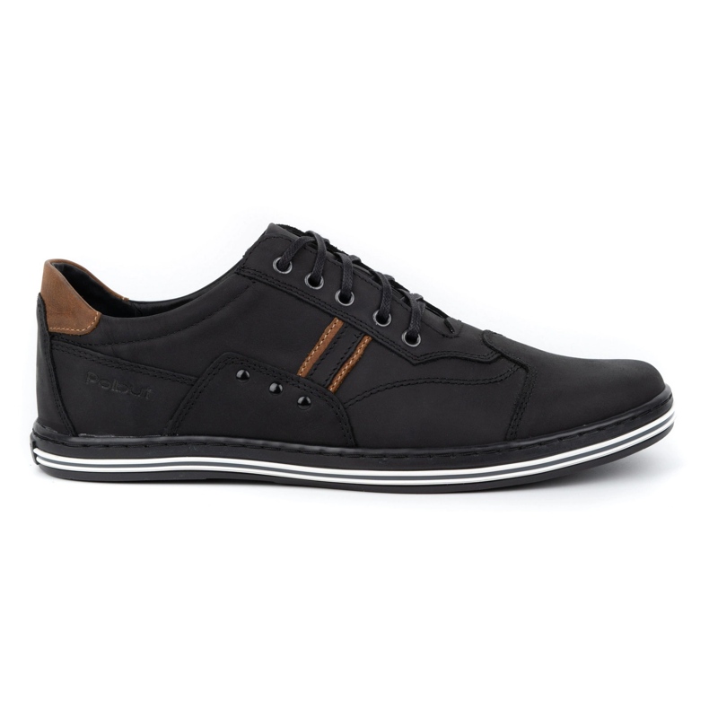 Polbut Sapatos masculinos casuais 1801 nobuck preto / camelo