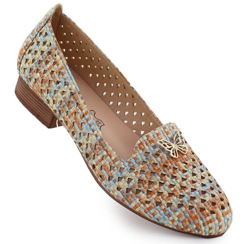 Sapatos Openwork Women com saltos baixos bege M. Daszyński SA222-3