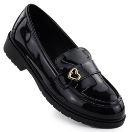 S.Barski Moccasins Sapatos lacados femininos Black S. Barski Hy51-379 preto