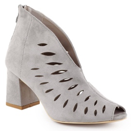 Camurça feminina de dedão aberto Potocki 20318 botas de abertura feminina cinza