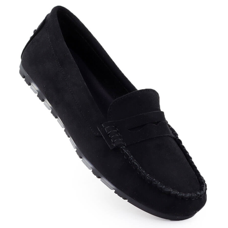 Moccasins Women Black Evento 7673 Sapatos de camurça feminina preto