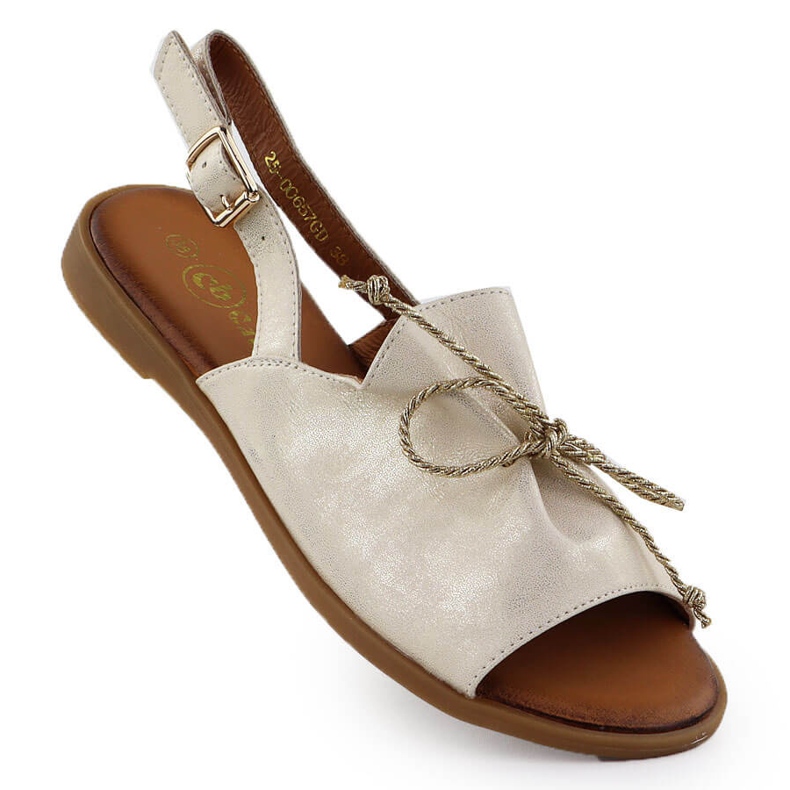 Cambell Sandálias de couro feminino Camell SZ00657 dourado