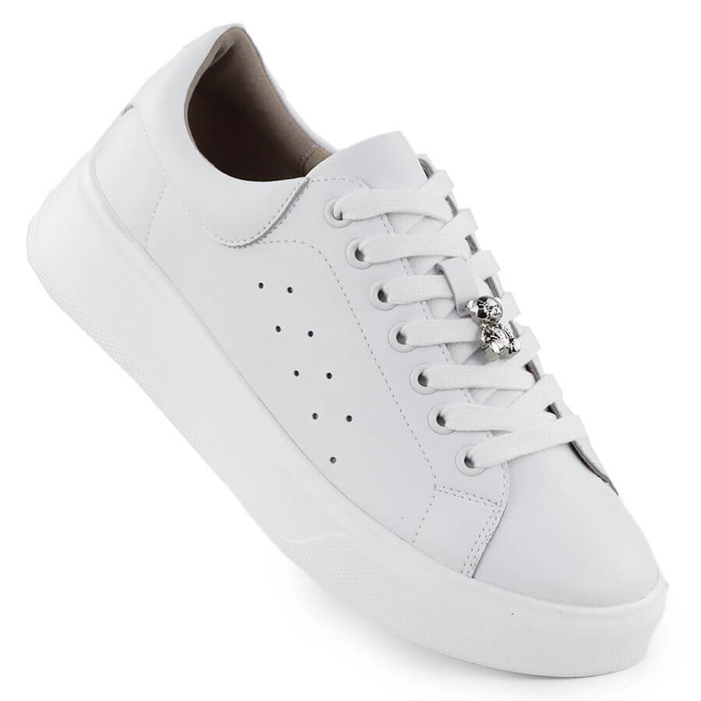 Cambell Sapatos de couro feminino com białe camell sz00635 urso de pelúcia branco