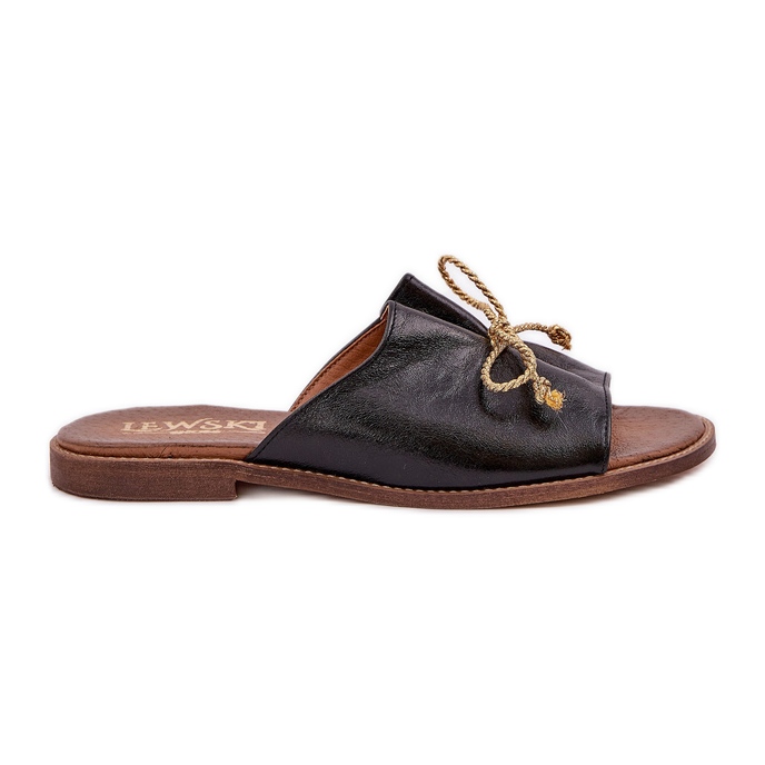 Flip de couro elegante de couro com um arco Lewski 3572 Black preto