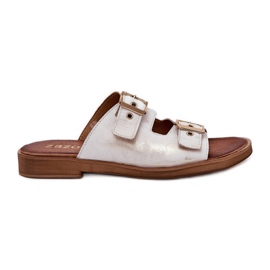 Chinelos lisos de couro com zazoo 3020 zloty zloty dourado