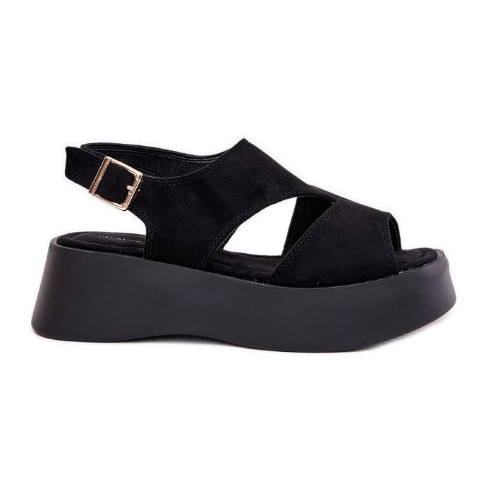 Sandálias femininas na plataforma Eco Suede Black preto