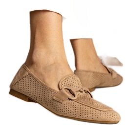 Brown Women's Openwork Supotos com um ornamento marrom