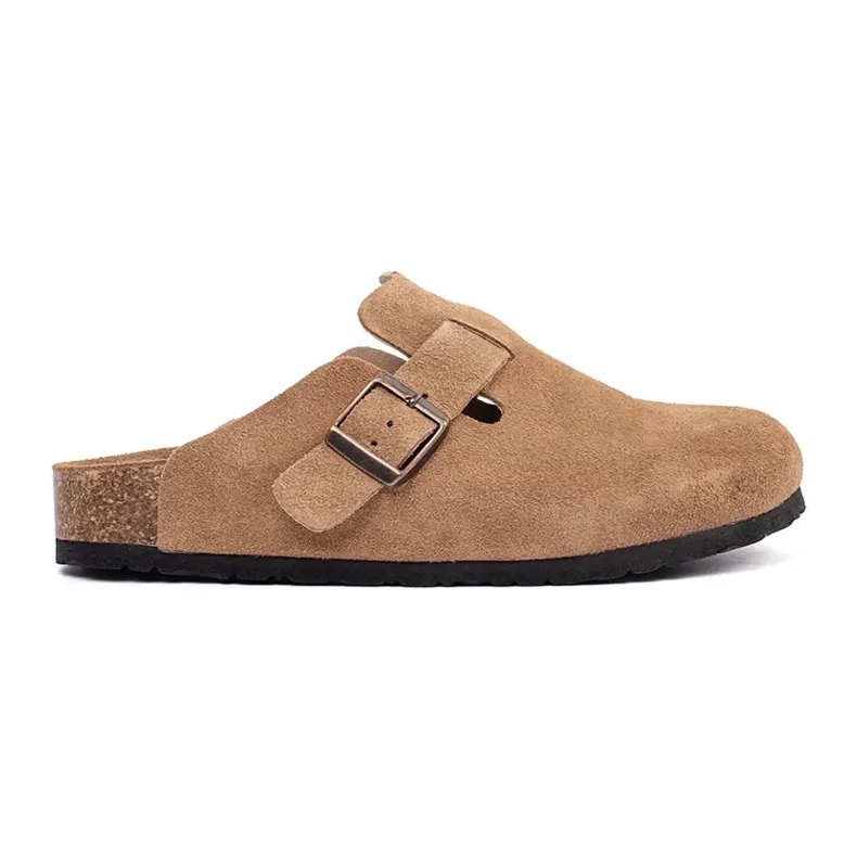 Goodin Chinelos de couro marrom castanho