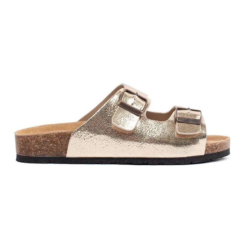 Goodin Chinelos metálicos dourados em uma sola plana