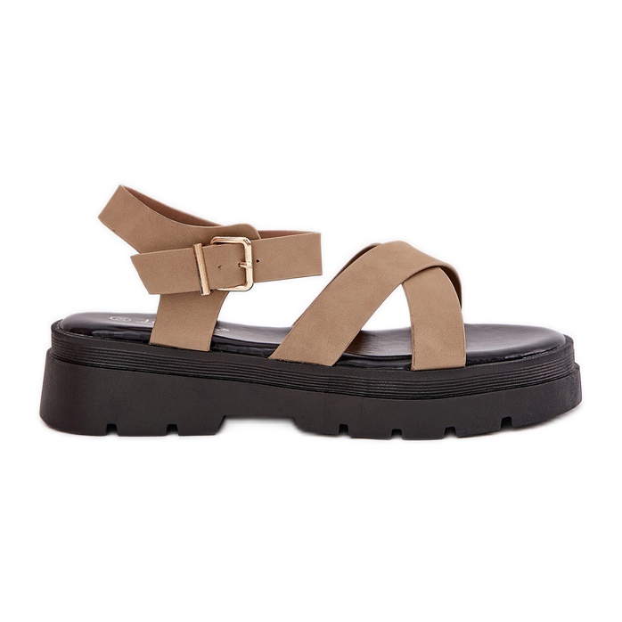 Sandálias femininas na plataforma de couro eco eco bege