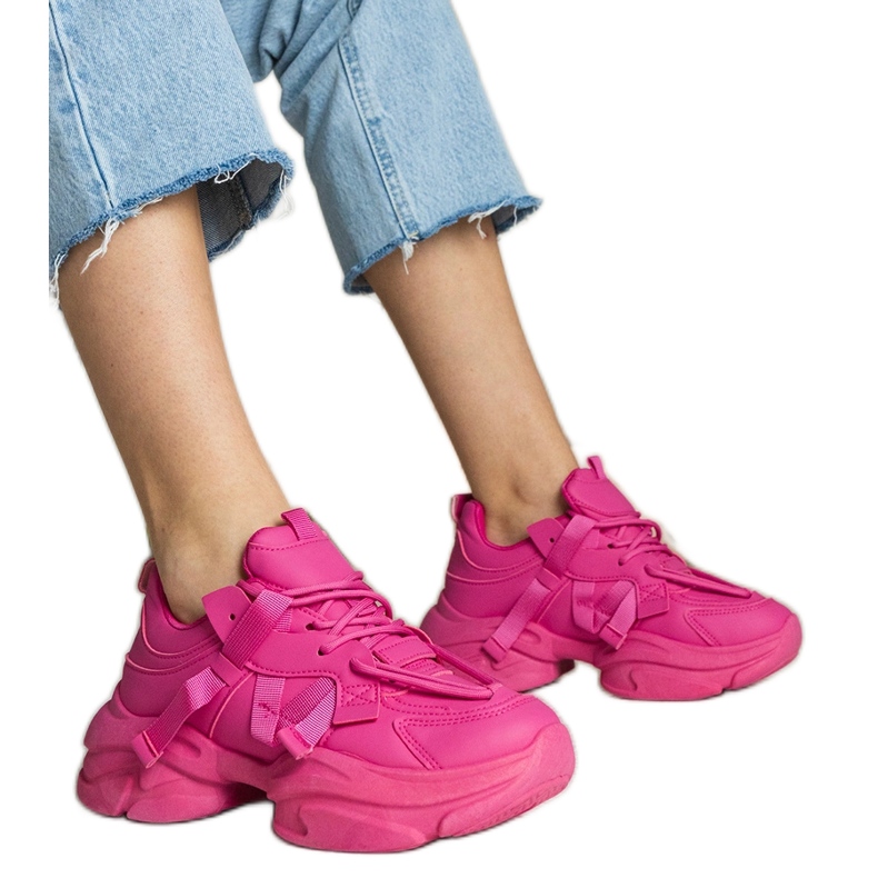 Tênis esportivos enormes femininos rosa