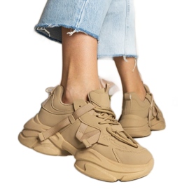 Tênis esportivos enormes femininos marrons marrom