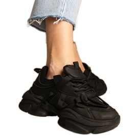 Esportes enormes femininos de tênis negros preto Esportes enormes femininos de tênis negros preto