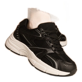 Esportes femininos de tênis negros com brilho preto