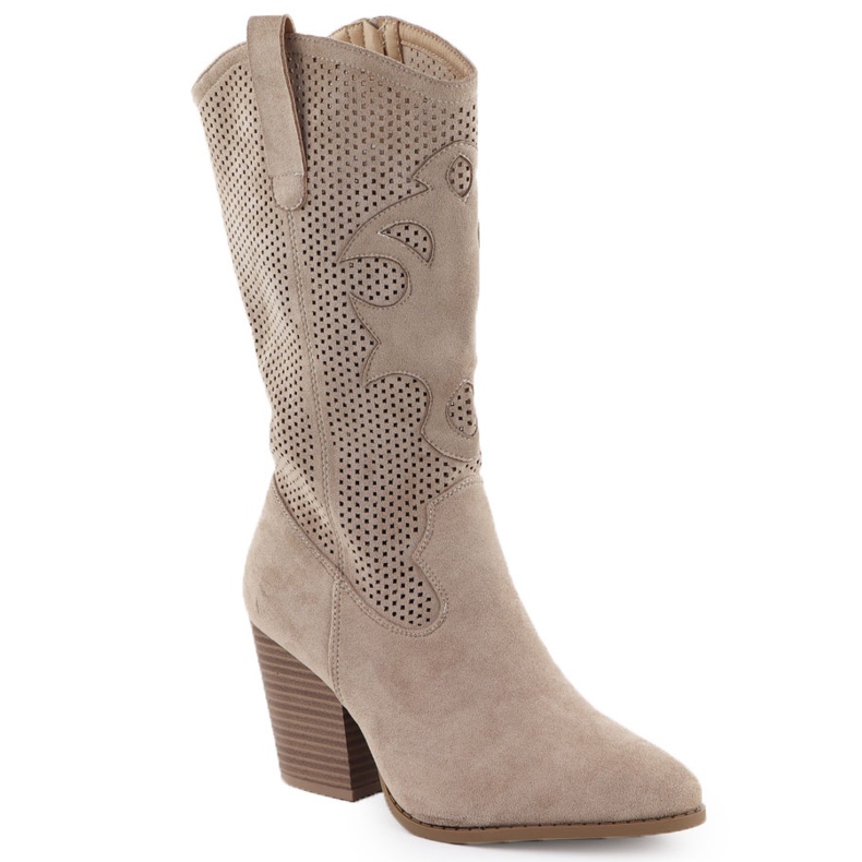 Botas abertas femininas de camurça bege s.barski hy51-606