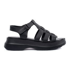 Goodin Sandálias pretas na plataforma de couro preto Goodin Sandálias pretas na plataforma de couro preto