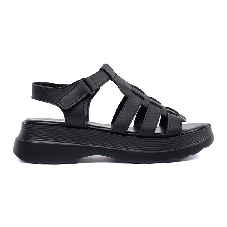 Goodin Sandálias pretas na plataforma de couro preto