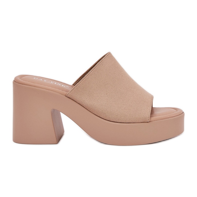 Chinelos femininos no post e plataforma cáqui bege