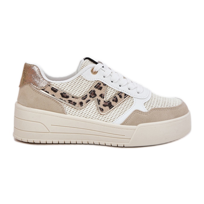 Sapatos esportivos femininos na plataforma Leopard Beige bege