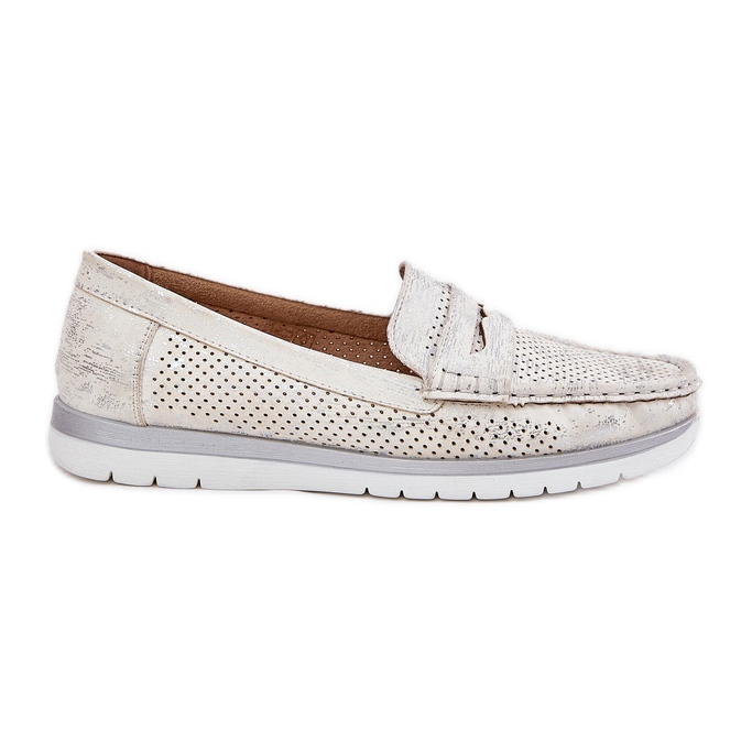 Mocassins femininos em couro ecológico dourado