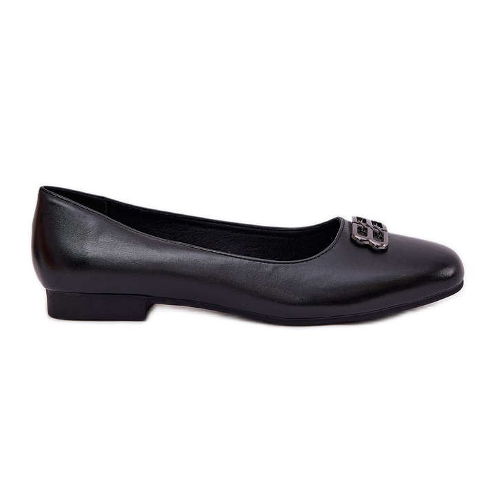 Vinceza Ballerinas femininas elegantes com decoração de Vincez 62206 Black preto