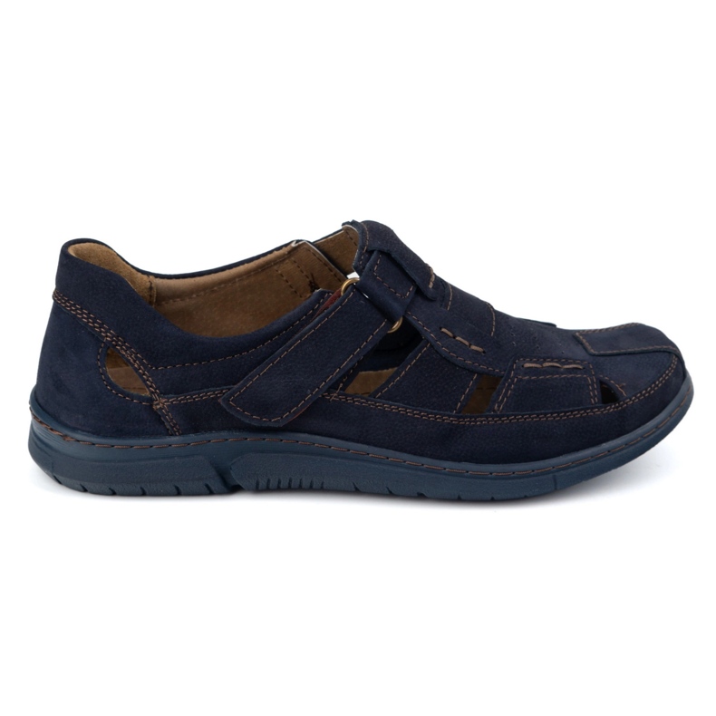 KOMODO Sapatos de couro de velcro 937 azul marinho