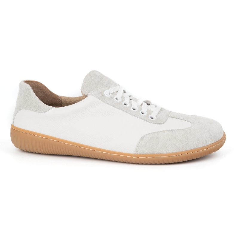 WASAK Sapatos de couro minimalista dos homens descalços 0742w ervilhas brancas branco
