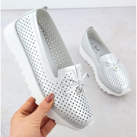 S. BARSKI Sapatos de couro feminino Aberto Silver S.Barski LR51-631 prata