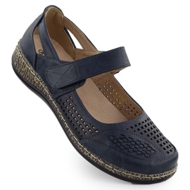Sapatos femininos com velcro azul marinho unisoft 7026