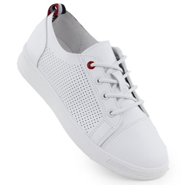 Tênis de sapatos esportivos com Eco -Leather OpenWork White Potocki PY1633 branco Tênis de sapatos esportivos com Eco -Leather OpenWork White Potocki PY1633 branco