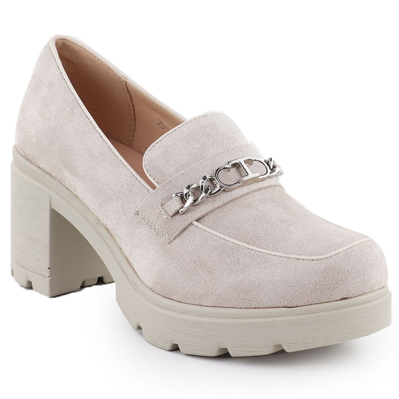 Sapatos femininos com camurça bege potocki sz12629 com uma corrente