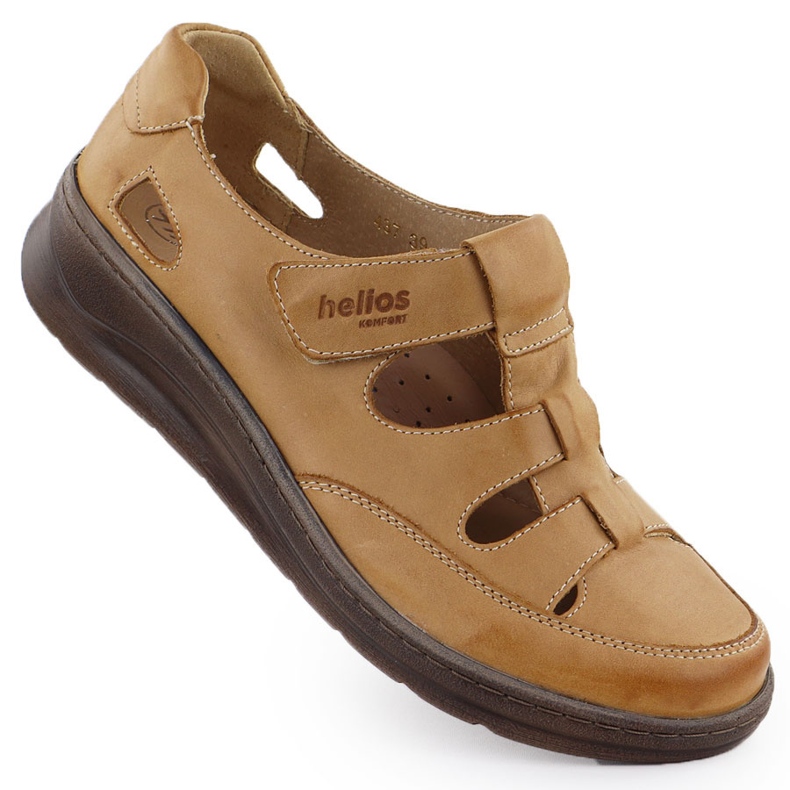 Sapatos de couro feminino em velcro Bronze Helios 437 castanho