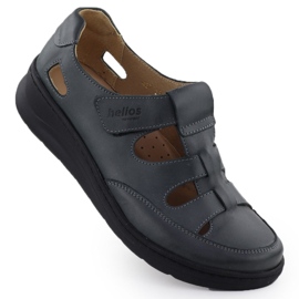 Sapatos de couro feminino no helios 437 grafite velcro cinza