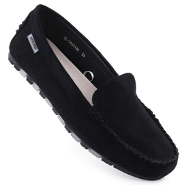 Sapatos de camurça feminina de mocassins preto Potocki WL09301