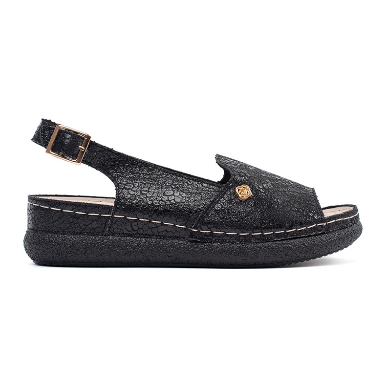 Goodin Sandálias pretas com palmilha de couro preto